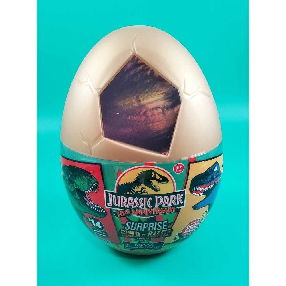 Jurassic Park 30th Anniversary captivz Build N Battle Large Egg 14 Surprises 7”